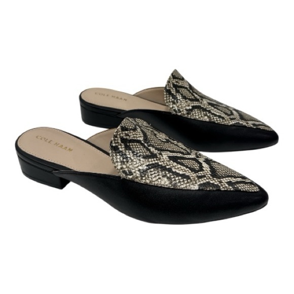Black and Snake Print Women's Loafers Cole Haan Piper Mule Loafer size 7 B - Picture 3 of 7